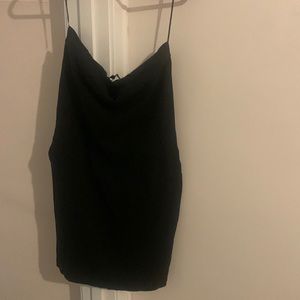 Strapless thick material express dress with pockets . Knee length.